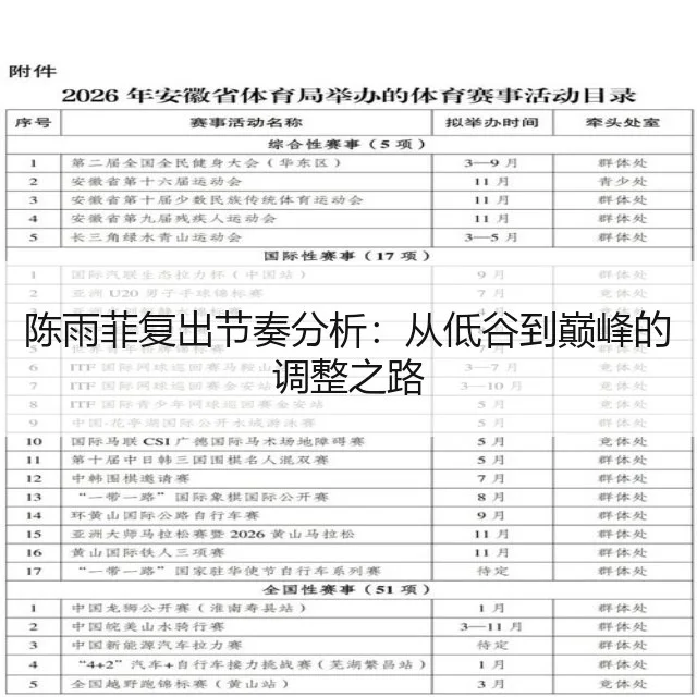 陈雨菲复出节奏分析:从低谷到巅峰的调整之路